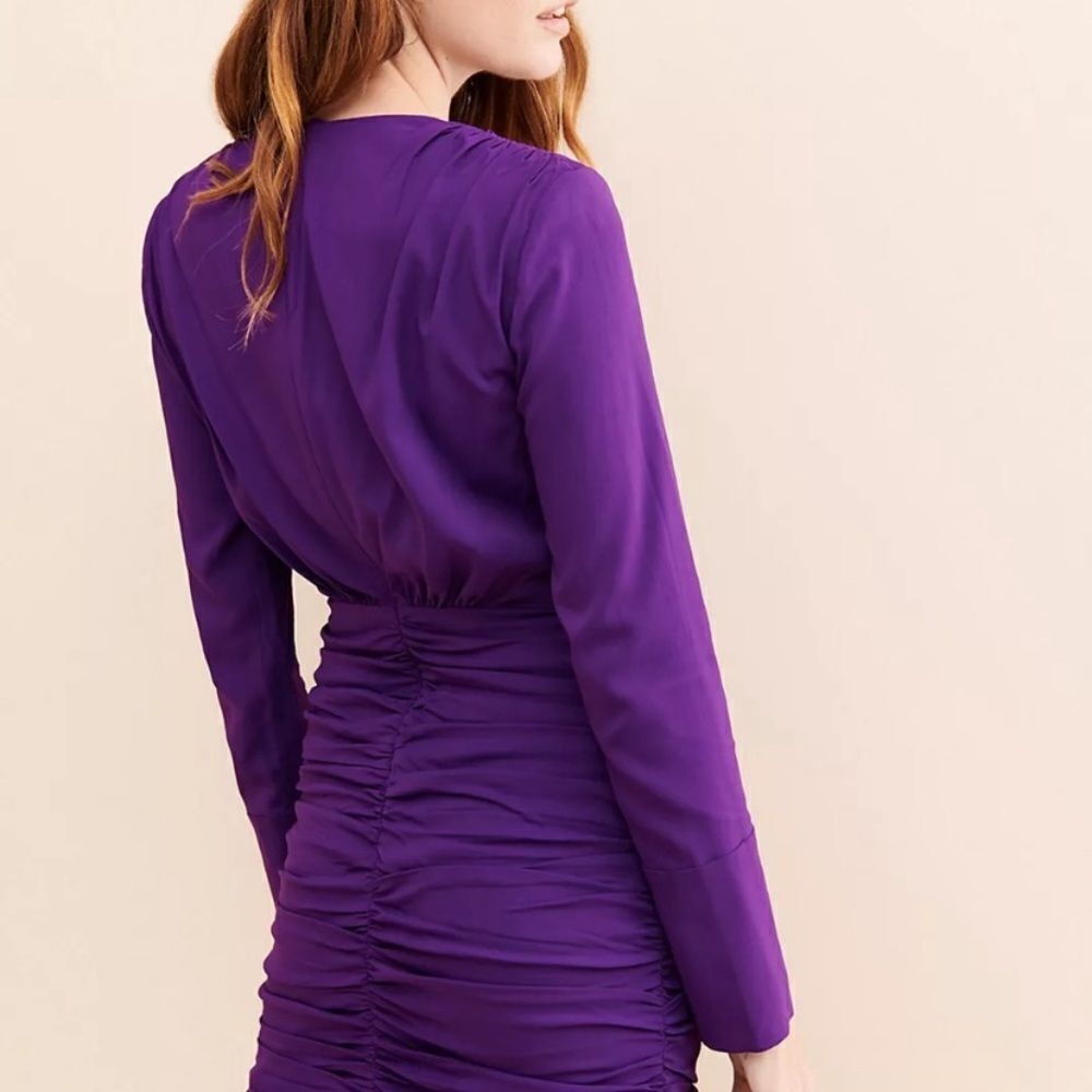 NWT Ronny Kobo Mariana Mini Purple Dress Draped Size M - Picture 5 of 13